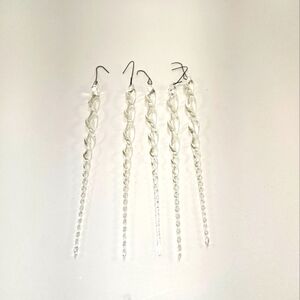 Icicle Christmas Ornaments Clear Twisted Glass Like New Condition set of 5